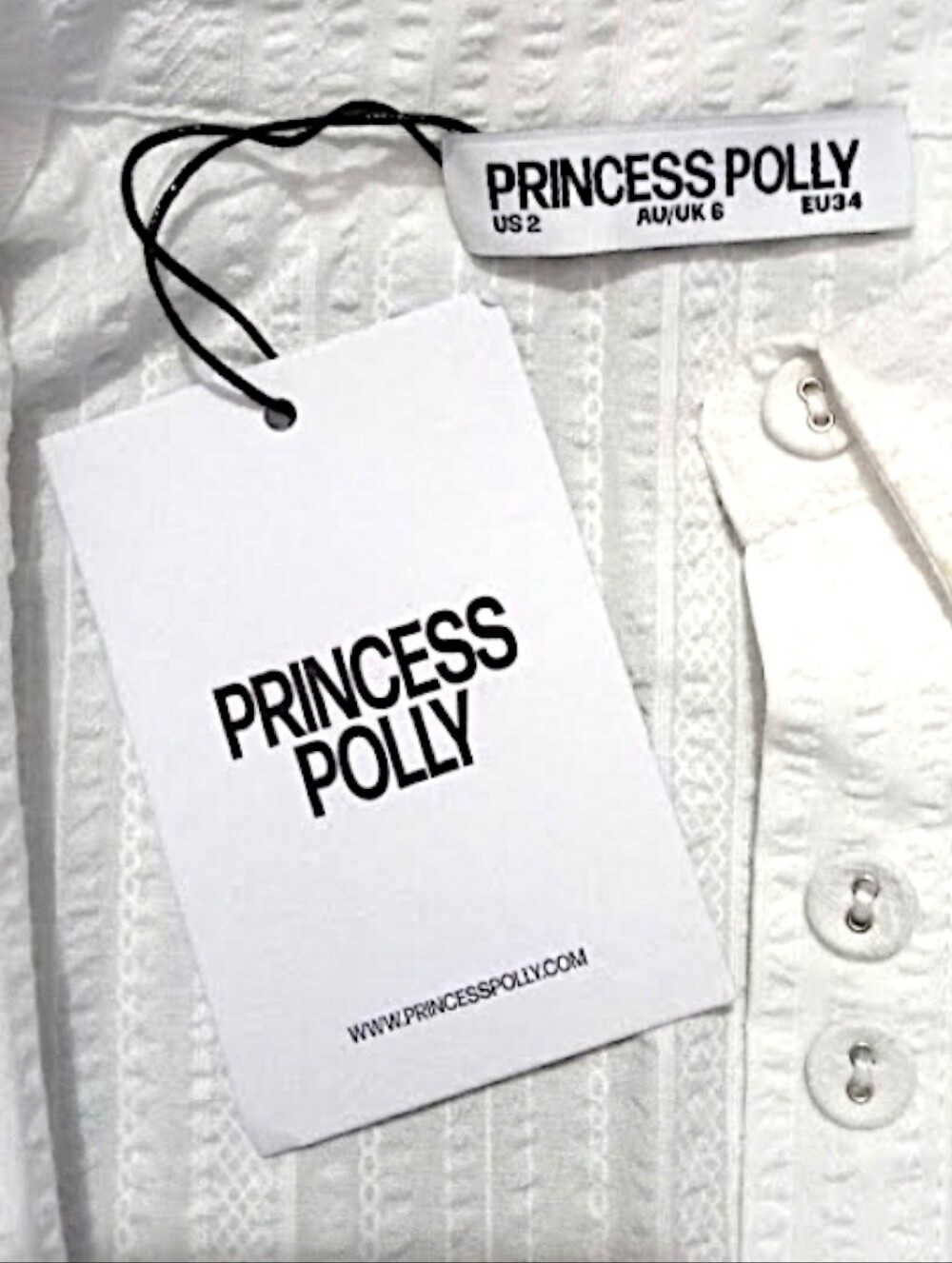 Princess Polly | Cottesloe Blouse Top Textured White | US Size 2 | NWT - Picture 10 of 10